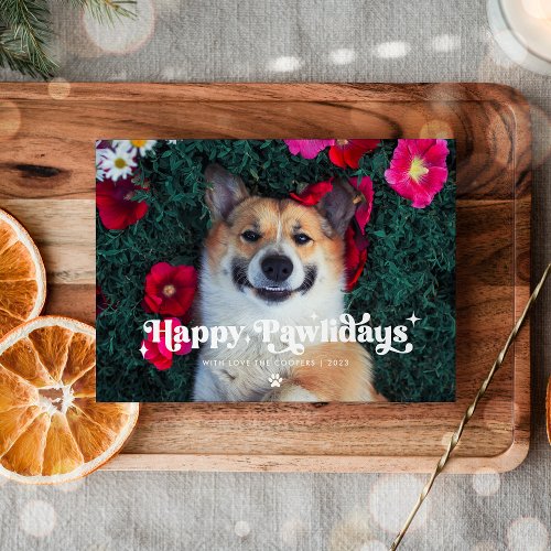 Happy Pawlidays Dog Photo Funny Christmas Holiday Card