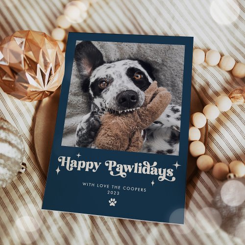 Happy Pawlidays Dog Photo Funny Christmas Holiday Card