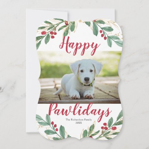 Happy Pawlidays Dog watercolors Christmas card