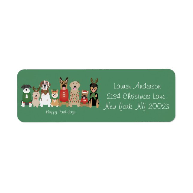 Happy Pawlidays Dogs Red Green Label (Front)