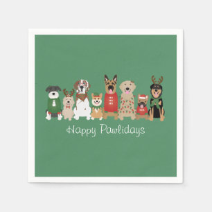 Happy Pawlidays Dogs Red Green Napkins