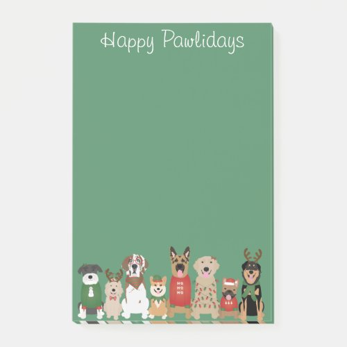 Happy Pawlidays Dogs Red Green Post_it Notes