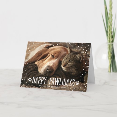 Happy Pawlidays  Folded Holiday Photo Card