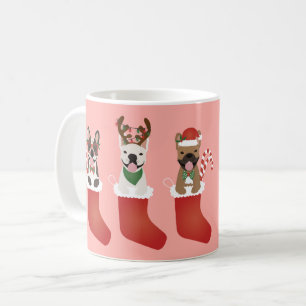 Happy Pawlidays French Bulldogs Christmas Stocking Coffee Mug