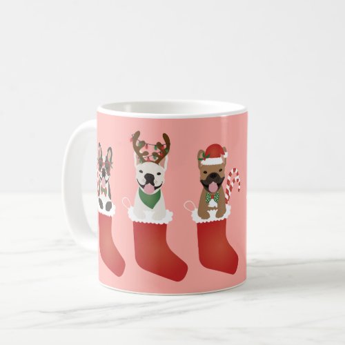 Happy Pawlidays French Bulldogs Christmas Stocking Coffee Mug