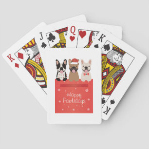 Happy Pawlidays French Bulldogs Poker Cards