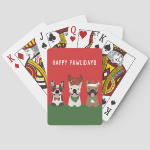 Happy Pawlidays French Bulldogs Poker Cards