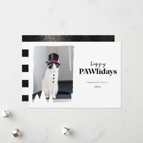 Happy Pawlidays Fun Pet Photo Snowman Holiday Card