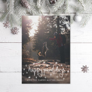 Happy Pawlidays Fun Stars Dog Photo Holiday Card