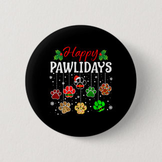 Happy Pawlidays Funny Christmas Dog Paw Xmas Dogs Button