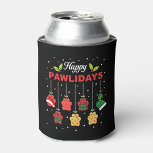 Happy Pawlidays Funny Christmas Dog Paw Xmas Dogs Can Cooler
