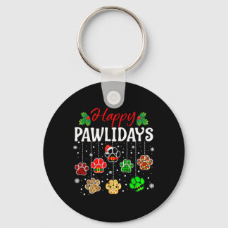 Happy Pawlidays Funny Christmas Dog Paw Xmas Dogs Keychain