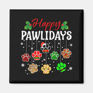 Happy Pawlidays Funny Christmas Dog Paw Xmas Dogs Magnet