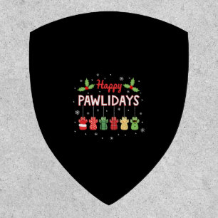 Happy Pawlidays Funny Christmas Dog Paw Xmas Dogs  Patch