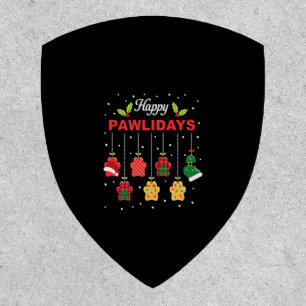 Happy Pawlidays Funny Christmas Dog Paw Xmas Dogs  Patch