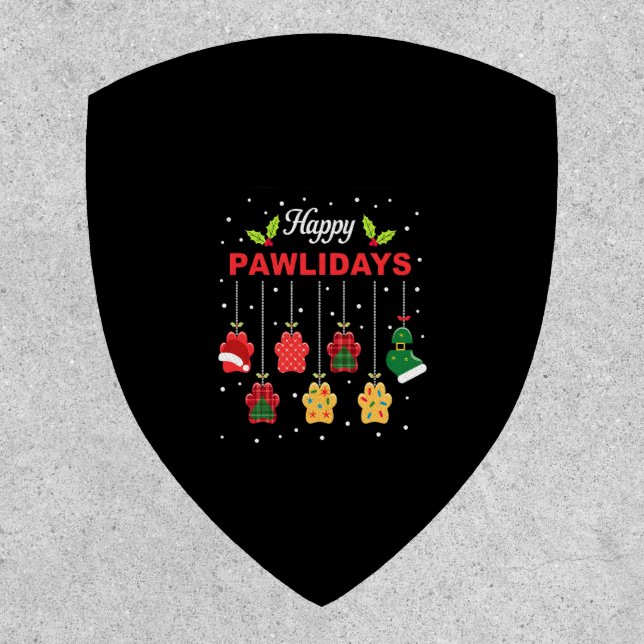 Happy Pawlidays Funny Christmas Dog Paw Xmas Dogs  Patch (Front)