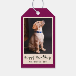 Happy Pawlidays Funny Pun Pet Photo Gift Tags