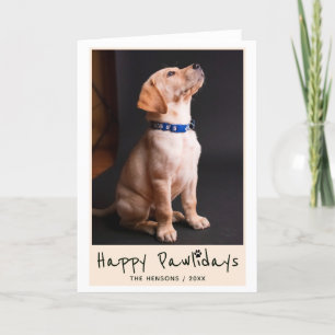 Happy Pawlidays Funny Pun Pet Photo Holiday Card