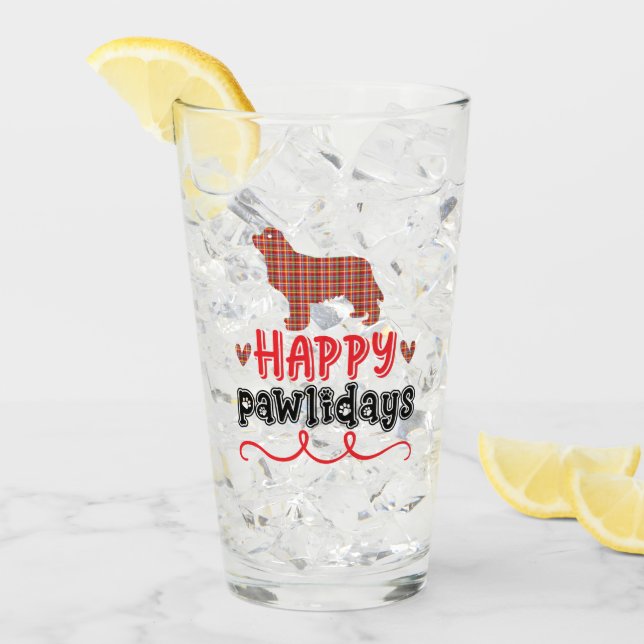 Happy Pawlidays | Funny Word Pun Glass (Front Ice)