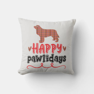 Happy Pawlidays   Funny Word Pun Throw Pillow
