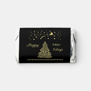 Happy Pawlidays, Gold shiny Paw Christmas tree Hershey's Miniatures