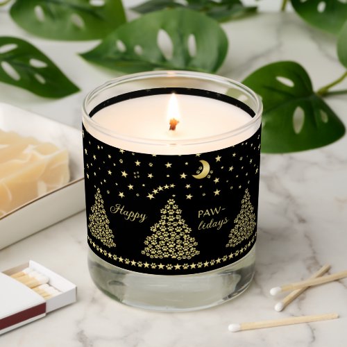 Happy Pawlidays Gold shiny Paw Christmas tree Scented Candle