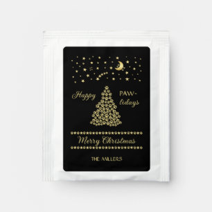 Happy Pawlidays, Gold shiny Paw Christmas tree Tea Bag Drink Mix