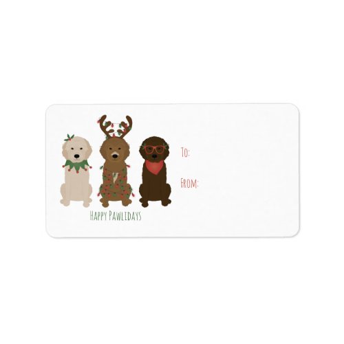 Happy Pawlidays Goldendoodle Christmas Lights Label