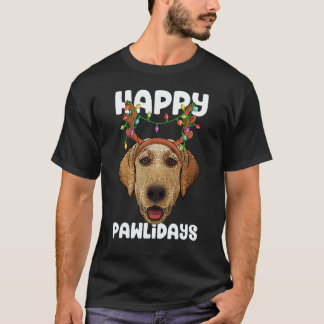 Happy Pawlidays Labrador Retriever Christmas Paw D T-Shirt