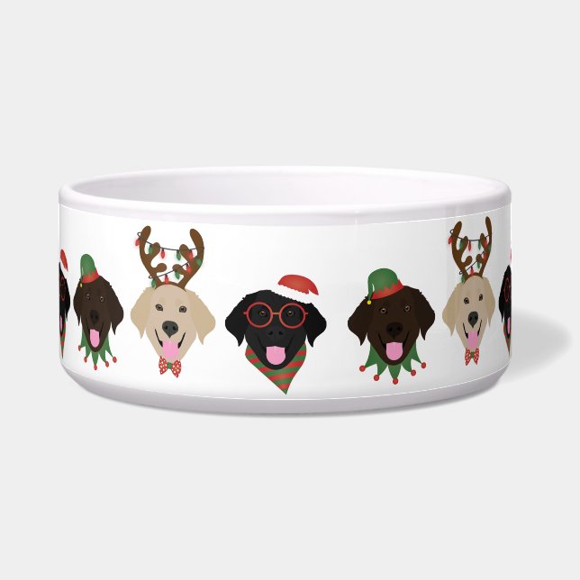 Happy Pawlidays Labrador Retriever Dogs Bowl (Front)