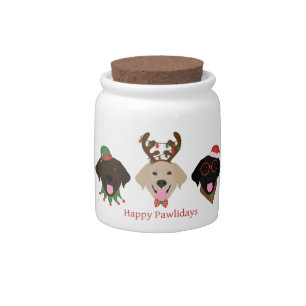 Happy Pawlidays Labrador Retriever Dogs Candy Jar