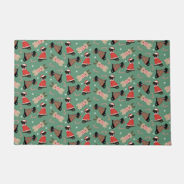 Happy Pawlidays Labrador Retriever Dogs Doormat (Front)