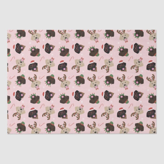 Happy Pawlidays Labrador Retriever Dogs Tissue Paper (Front)