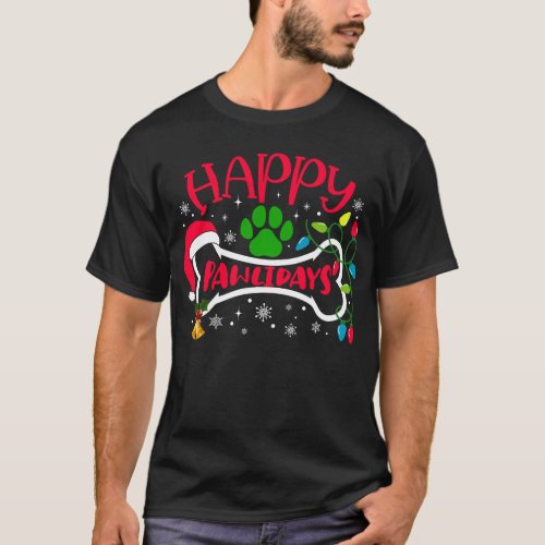 Happy Pawlidays Merry Christmas T_Shirt
