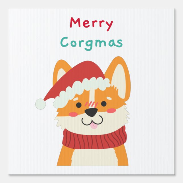 Happy Pawlidays Merry Corgmas   Sign (Front)