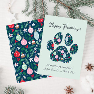 Happy Pawlidays Modern Paw Art Holiday Card