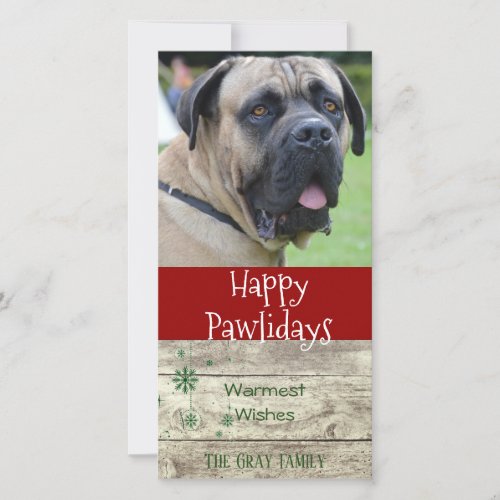 Happy Pawlidays  Pet Christmas Greeting Photo Holiday Card