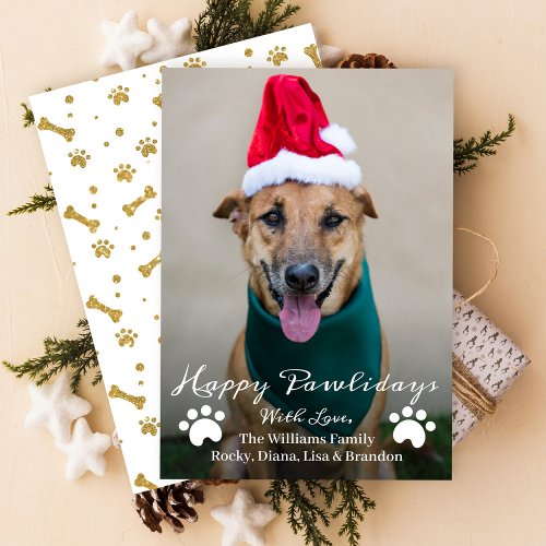 Happy Pawlidays Pet Dog Puppy Photo Christmas Holiday Card