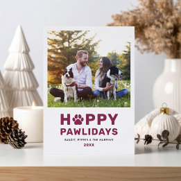 Happy Pawlidays Pet Holiday Letterpress Photo Cards