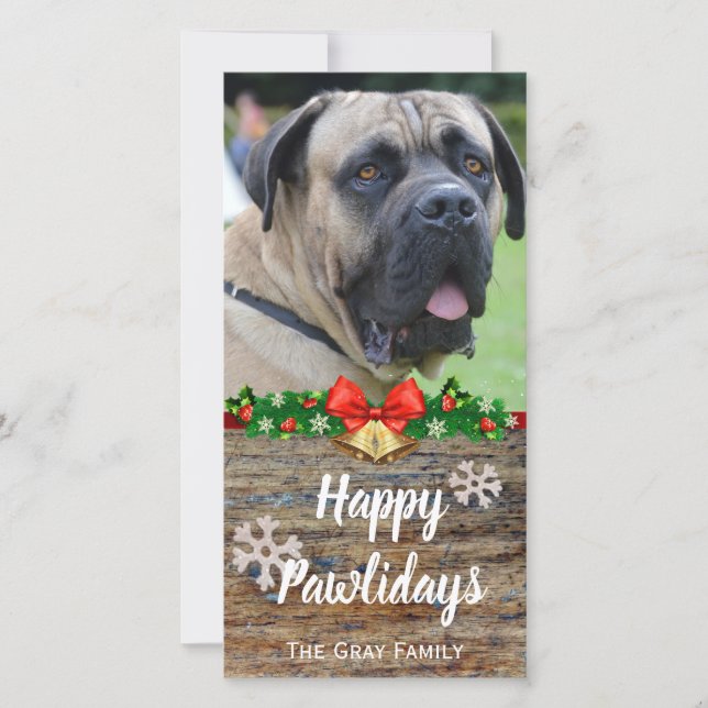 Happy Pawlidays | Pet Photo Christmas Holiday Card (Front)