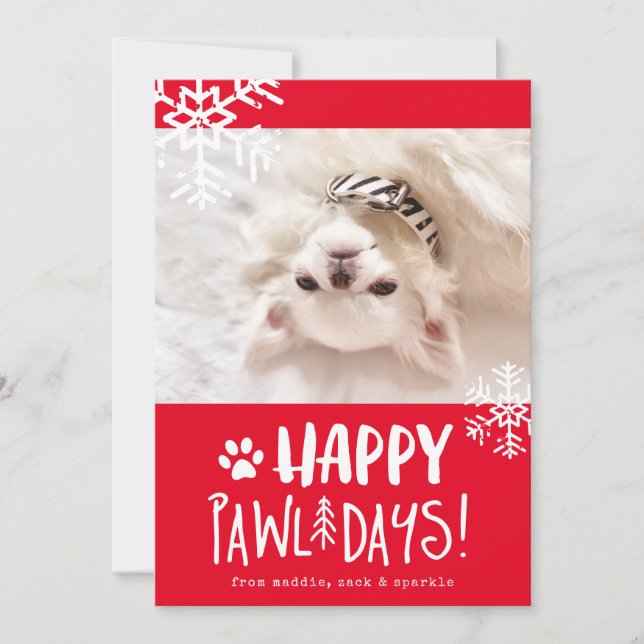 Happy Pawlidays | Pet Photo Holiday Card (Front)