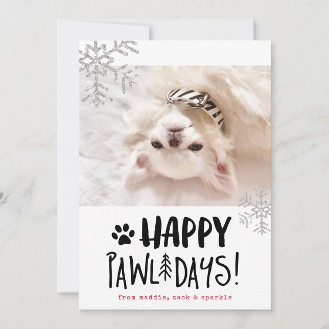 Happy Pawlidays | Pet Photo Holiday Card (Front)