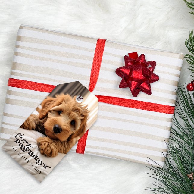 Happy Pawlidays Photo Dog Pet Gift Tag (Happy Pawlidays Photo Dog Pet Gift Tag)