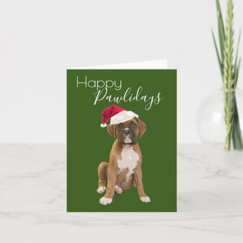 Happy Pawlidays Puppy Santa Hat Christmas Holiday Card
