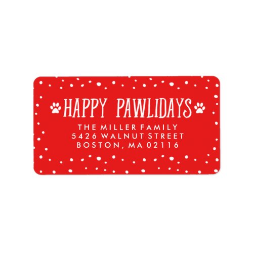 Happy Pawlidays  Red Holiday Address Label