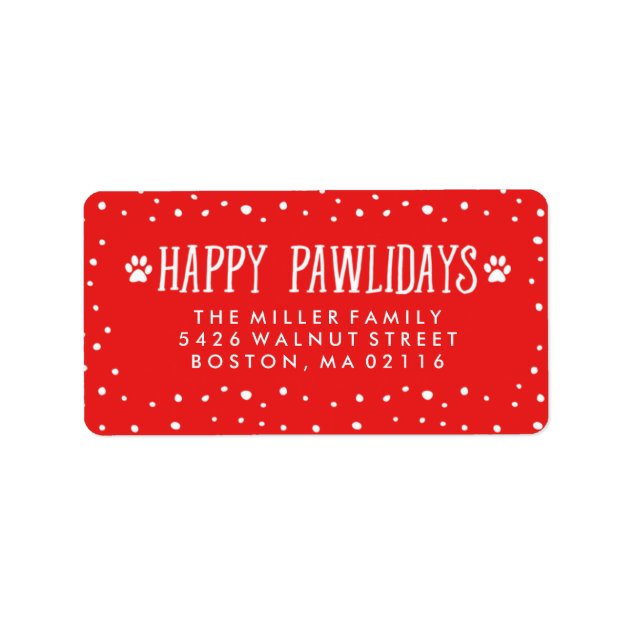 Happy Pawlidays | Red Holiday Address Label