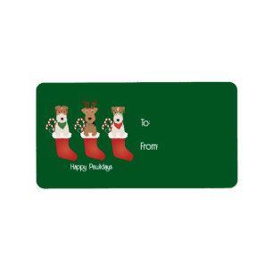 Happy Pawlidays Welsh Wire Fox Terrier Dog  Label