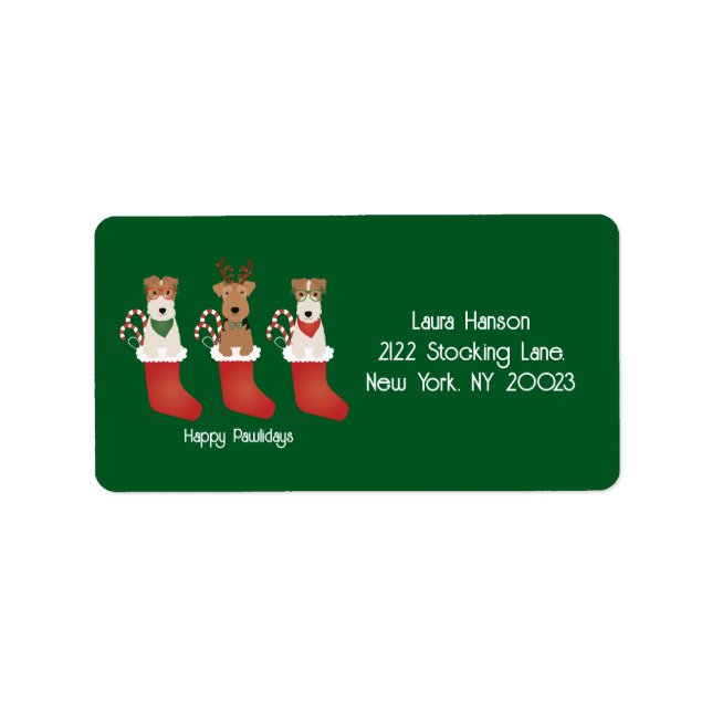 Happy Pawlidays Welsh Wire Fox Terrier Dog Label (Front)