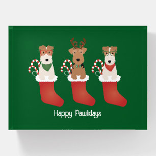 Happy Pawlidays Welsh Wire Fox Terrier Dogs Paperweight