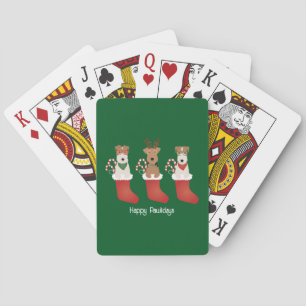 Happy Pawlidays Welsh Wire Fox Terrier Dogs Poker Cards